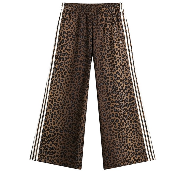 adidas Pants - adidas Firebird Leopard Print Track Pants with White Stripes